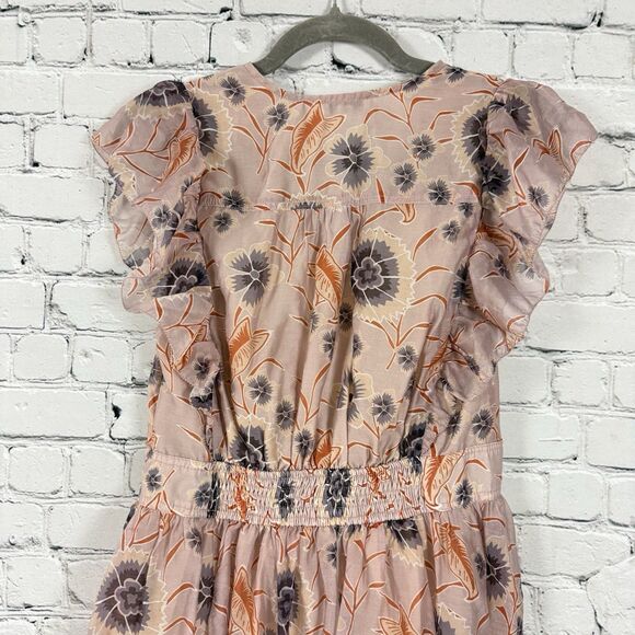 Anthropologie Current Air Floral Tiered Ruffle Mini Dress Womens M Fairy Boho - Picture 12 of 16